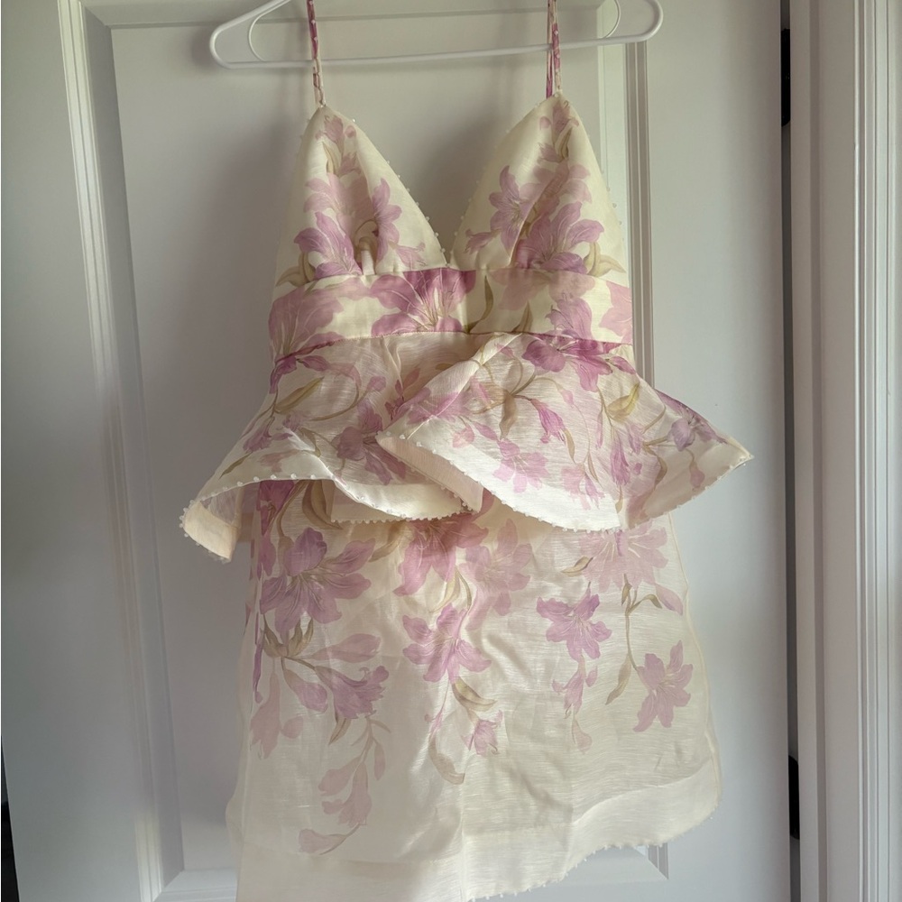 Zimmermann Pink and White Plunge Sundress - Picture 5 of 10